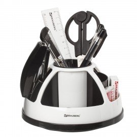 Канцелярский набор BRAUBERG "ULTRA", 10 предметов, вращающаяся конструкция, черно-белый, 236954