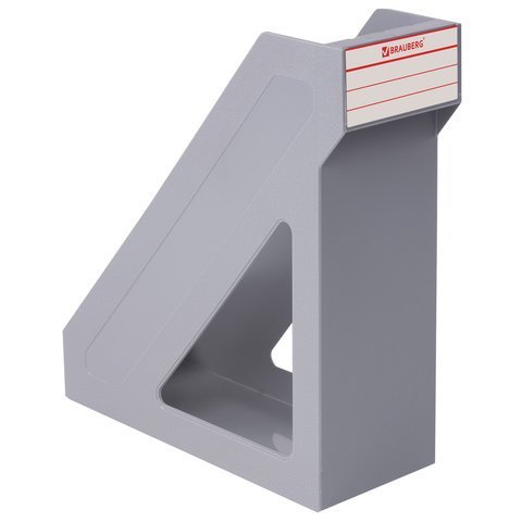 Лоток вертикальный для бумаг BRAUBERG "Basic", 265х100х285 мм, серый, 237010