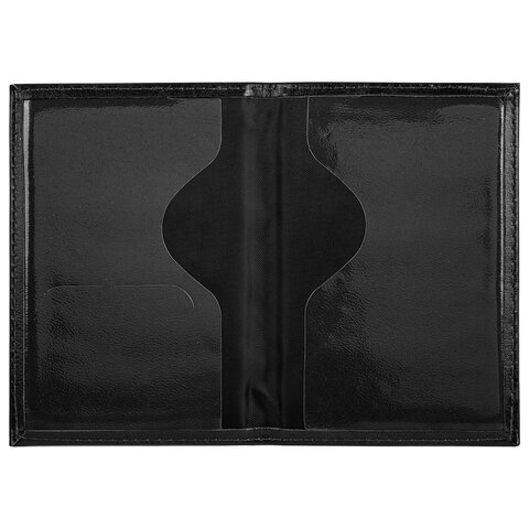 Обложка для паспорта экокожа, мягкая вставка изолон, "PASSPORT", черная, STAFF Profit, 237183