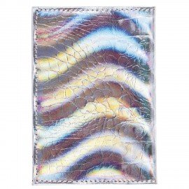 Обложка для паспорта натуральная кожа кайман, "PASSPORT", серебристая, STAFF "Profit", 237206