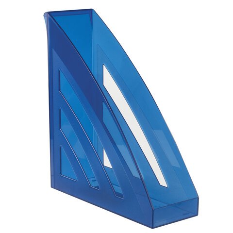 Лоток вертикальный для бумаг BRAUBERG "Office style", 245х90х285 мм, тонированный синий, 237282