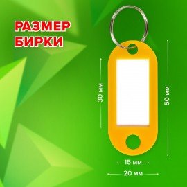 Бирки для ключей КОМПЛЕКТ 1000 ШТ., длина 50 мм, инфо-окно 30х15 мм, АССОРТИ, STAFF, 237494, 91