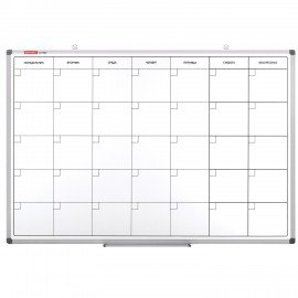 Доска-планинг НА МЕСЯЦ магнитно-маркерная 60х90 см, алюминиевая рамка, BRAUBERG "Extra", 237564