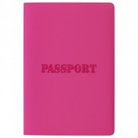 Обложка для паспорта, мягкий полиуретан, "PASSPORT", розовая, STAFF, 237605