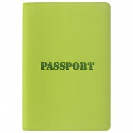 Обложка для паспорта, мягкий полиуретан, "PASSPORT", салатовая, STAFF, 237607