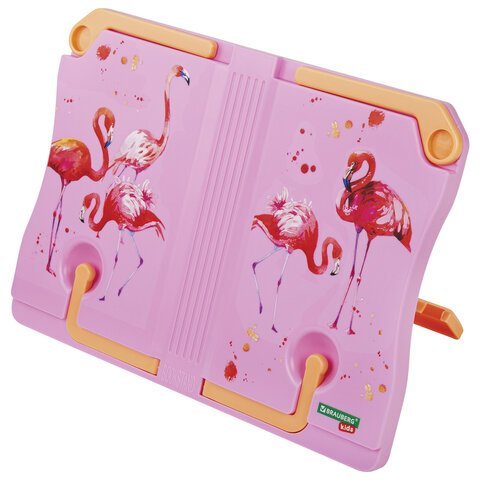 Подставка для книг и учебников BRAUBERG KIDS "Flamingo", регулируемый угол наклона, прочный ABS-пластик, 238061