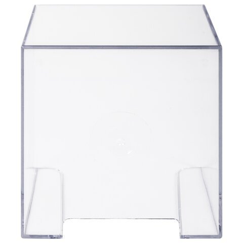 Подставка для бумажного блока BRAUBERG CLASSIC пластиковая, 90х90х90 мм, прозрачная, 238092, ПЛ41