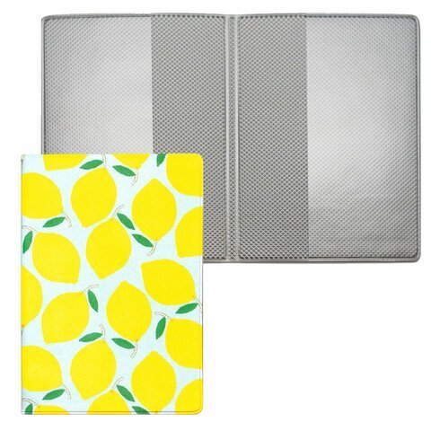 Обложка для паспорта "Лимоны", кожзам, белая с цветным принтом, ДПС, 2203.Р12