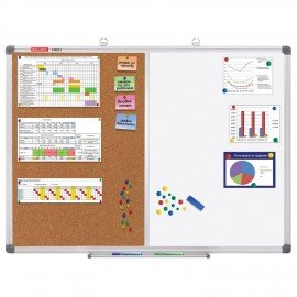 Доска комбинированная: магнитно-маркерная, пробковая для объявлений 60х90 см, BRAUBERG Extra, 238183