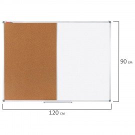 Доска комбинированная: магнитно-маркерная, пробковая для объявлений 90х120 см, BRAUBERG Extra, 238184