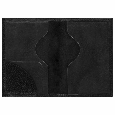 Обложка для паспорта натуральная кожа флоттер, "PASSPORT", кожаный уголок, черная, BRAUBERG, 238192