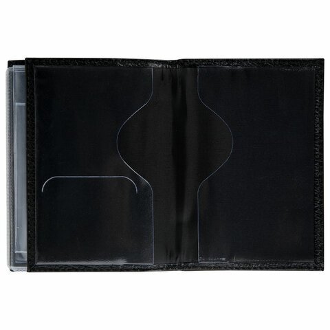 Обложка для автодокументов и паспорта натуральная кожа флоттер, "DOCUMENTS", черная, BRAUBERG 238193