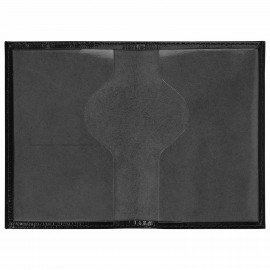 Обложка для паспорта натуральная кожа "наплак", тиснение серебром "Airplane", черная, BRAUBERG, 238212