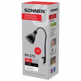 Светильник настольный SONNEN PH-370, на струбцине, ЦОКОЛЬ Е27, черный, 238235