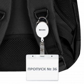 Держатель-рулетка для бейджей 70 см, петелька, карабин, белый, в блистере, BRAUBERG, 238238