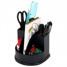 Подставка-органайзер BRAUBERG ULTRA, 132х122х108 мм, 5 отделений, черная, 238256