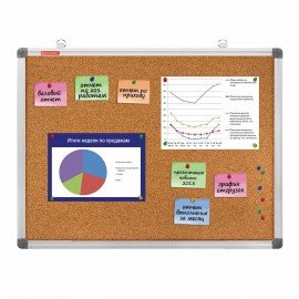 Доска пробковая для объявлений 45х60 см, алюминиевая рамка, BRAUBERG Extra, 238307