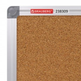 Доска пробковая для объявлений 90х120 см, алюминиевая рамка, BRAUBERG Extra, 238309