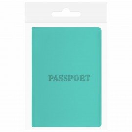 Обложка для паспорта, мягкий полиуретан, "PASSPORT", цвет "тиффани", STAFF, 238404