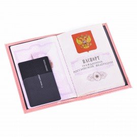 Обложка для паспорта экокожа, мягкая вставка изолон, "PASSPORT", розовая, STAFF "Profit", 238409