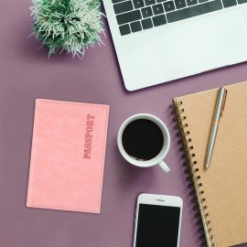 Обложка для паспорта экокожа, мягкая вставка изолон, "PASSPORT", розовая, STAFF "Profit", 238409