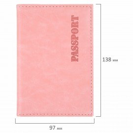 Обложка для паспорта экокожа, мягкая вставка изолон, "PASSPORT", розовая, STAFF "Profit", 238409