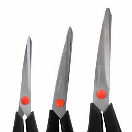 Ножницы BRAUBERG SOFT GRIP НАБОР 5 штук (140, 170, 190, 220, 240 мм), эргономичные черно-красные ручки, ВЫГОДНАЯ УПАКОВКА, 238410