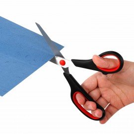 Ножницы BRAUBERG SOFT GRIP НАБОР 5 штук (140, 170, 190, 220, 240 мм), эргономичные черно-красные ручки, ВЫГОДНАЯ УПАКОВКА, 238410