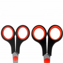 Ножницы BRAUBERG SOFT GRIP НАБОР 5 штук (140, 170, 190, 220, 240 мм), эргономичные черно-красные ручки, ВЫГОДНАЯ УПАКОВКА, 238410