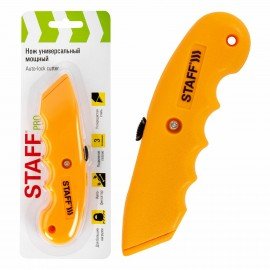 Нож универсальный мощный STAFF PRO, автофиксатор с 3 положениями, ABS-пластик, 238733