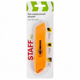 Нож универсальный мощный STAFF PRO, автофиксатор, ABS-пластик, 238734