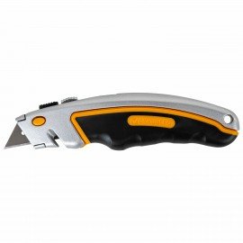 Нож универсальный мощный алюминиевый BRAUBERG "Heavy duty", автофиксатор, резиновые вставки, 238735