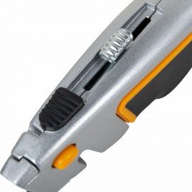 Нож универсальный мощный алюминиевый BRAUBERG "Heavy duty", автофиксатор, резиновые вставки, 238735