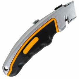 Нож универсальный мощный алюминиевый BRAUBERG "Heavy duty", автофиксатор, резиновые вставки, 238735