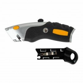 Нож универсальный мощный алюминиевый BRAUBERG "Heavy duty M", автофиксатор, резиновые вставки, 238736