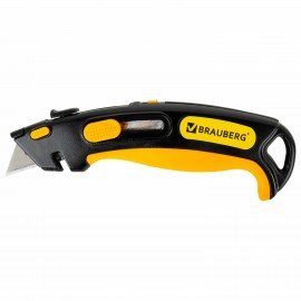 Нож универсальный мощный, BRAUBERG METALLIC PRO, автофиксатор, функция автовозврата, 238737