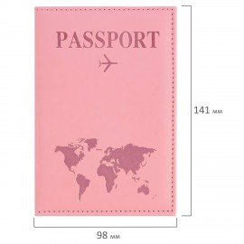 Обложка для паспорта "Passport map", экокожа soft touch, розовая, STAFF, 238759