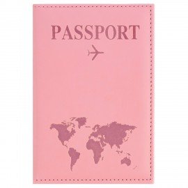 Обложка для паспорта "Passport map", экокожа soft touch, розовая, STAFF, 238759