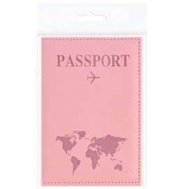 Обложка для паспорта "Passport map", экокожа soft touch, розовая, STAFF, 238759