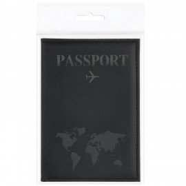 Обложка для паспорта "Passport map", экокожа soft touch, черная, STAFF, 238760