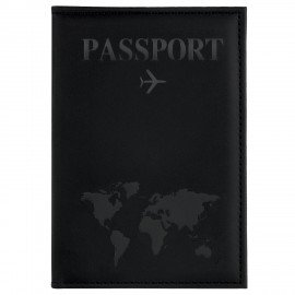Обложка для паспорта "Passport map", экокожа soft touch, черная, STAFF, 238760