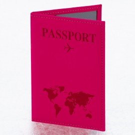 Обложка для паспорта "Passport map", экокожа soft touch, малиновая, STAFF, 238761