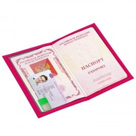 Обложка для паспорта "Passport map", экокожа soft touch, малиновая, STAFF, 238761