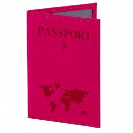 Обложка для паспорта "Passport map", экокожа soft touch, малиновая, STAFF, 238761