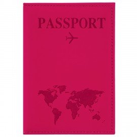 Обложка для паспорта "Passport map", экокожа soft touch, малиновая, STAFF, 238761