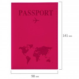 Обложка для паспорта "Passport map", экокожа soft touch, малиновая, STAFF, 238761