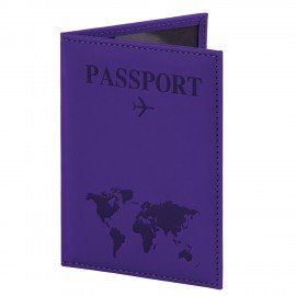 Обложка для паспорта "Passport map", экокожа soft touch, фиолетовая, STAFF, 238762