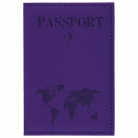 Обложка для паспорта "Passport map", экокожа soft touch, фиолетовая, STAFF, 238762