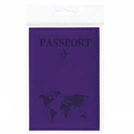 Обложка для паспорта "Passport map", экокожа soft touch, фиолетовая, STAFF, 238762