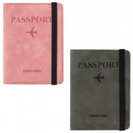 Обложка для паспорта и документов с защитой НАБОР 2 шт., 9 карманов, резинка, экокожа, графитовая/розовая, BRAUBERG, 238765